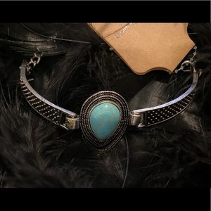 Teardrop Semi Precious Stone Boho silver Bracelet